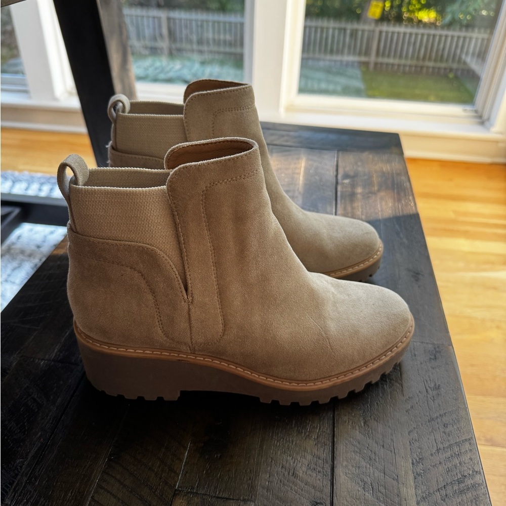 Dolce Vita Beige Suede Ankle Booties